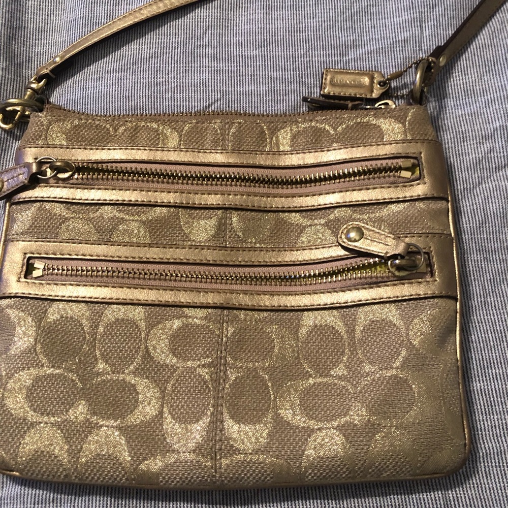 Coach gold metallic cross body
